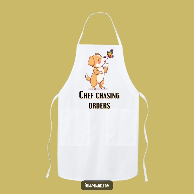 Funny Dog Butterfly Bark Apron: Hind Legs Character - Kitchen Fun Gift