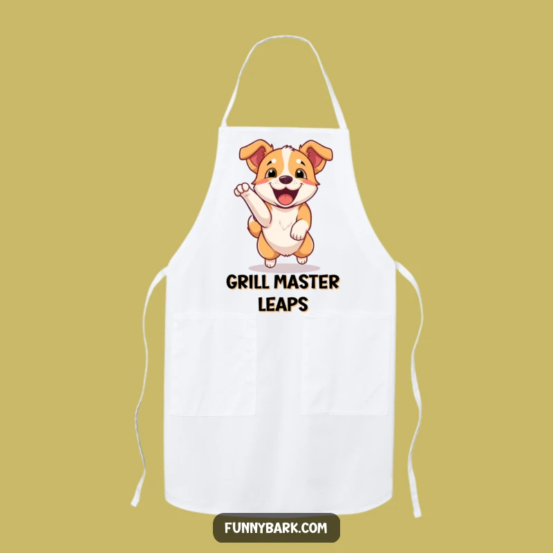 Funny Dog Jumping Apron: Cook with Canine Enthusiasm, Ideal Humorous Gift!