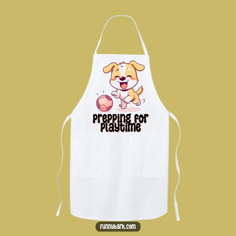 Funny Dog Chasing Ball Apron: Cook Up Some Laughs!
