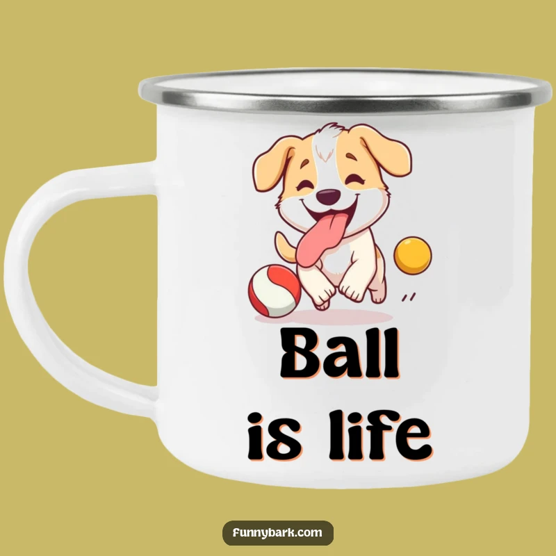 Funny Dog Ball Chase Camping Mug: Adventure Pup Fuel, Durable and Hilarious Funny Gift