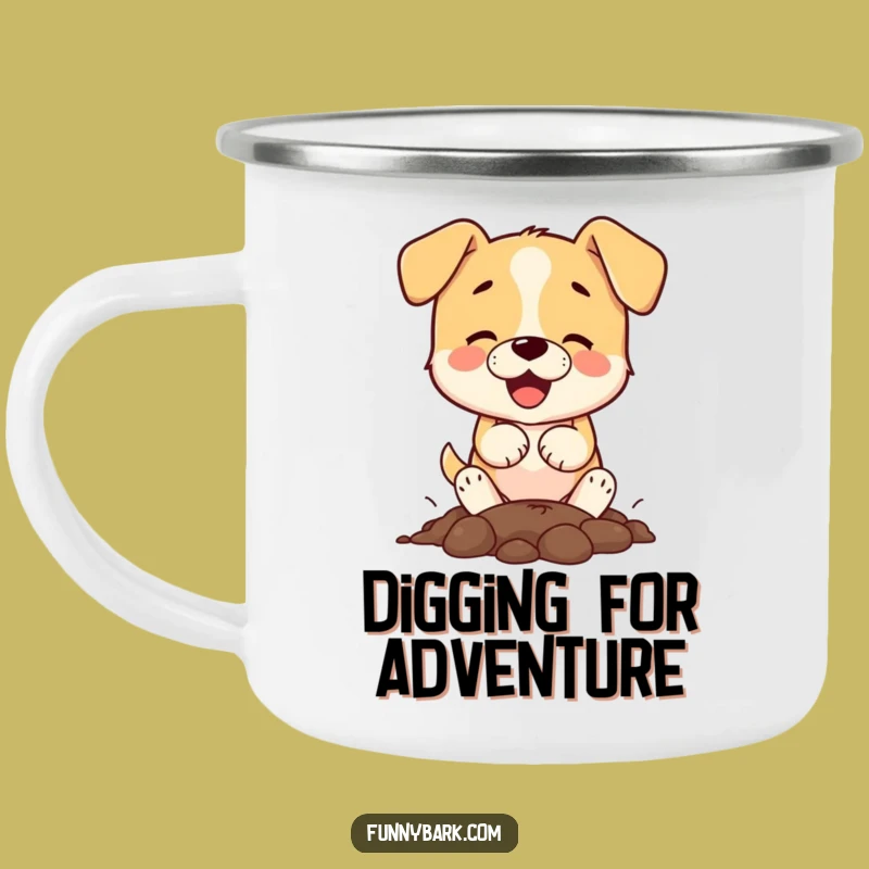 Funny Dog Digging Camping Mug: Adventure with Canine Energy!