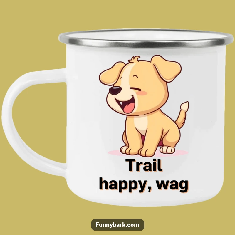 Funny Excited Puppy Camping Mug - Hilarious Outdoor Adventure Companion
