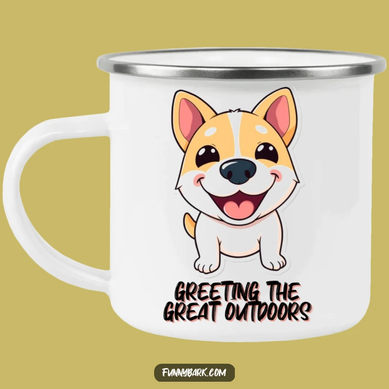 Durable Funny Grinning Dog Camping Mug - Outdoor Joy Gift