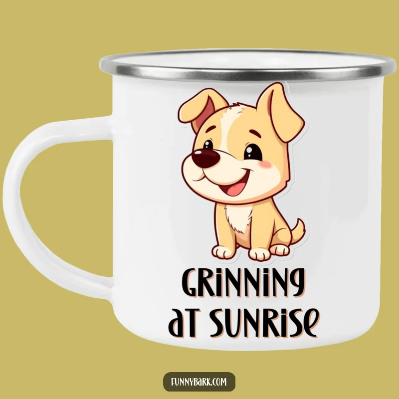 Funny Grinning Dog Camping Mug - Playful Sips On Outdoor Adventures