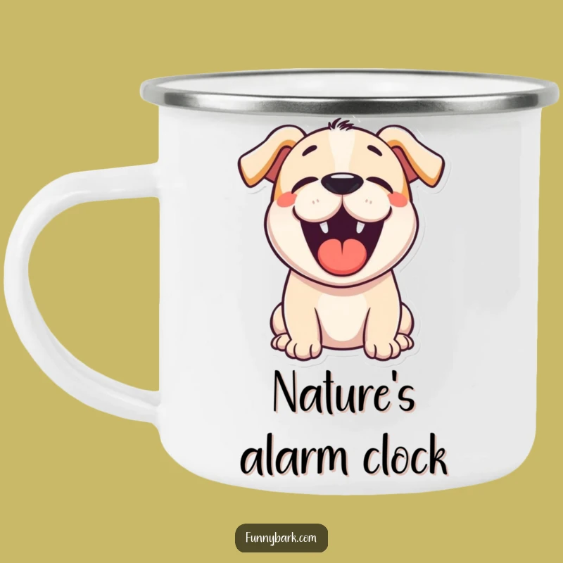 Funny Cartoon Dog Bark Camping Mug: Enjoy Coffee with Hilarious Canine Howls, Great Outdoor Gift