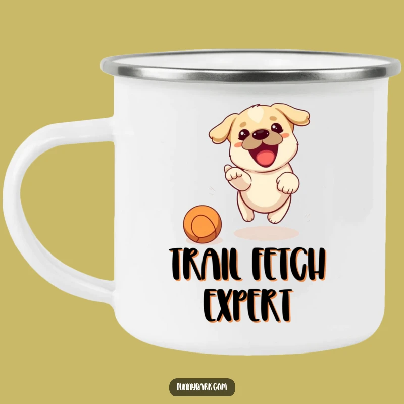 Funny Dog Chasing Ball Camping Mug - Adventure with Barking Joy!