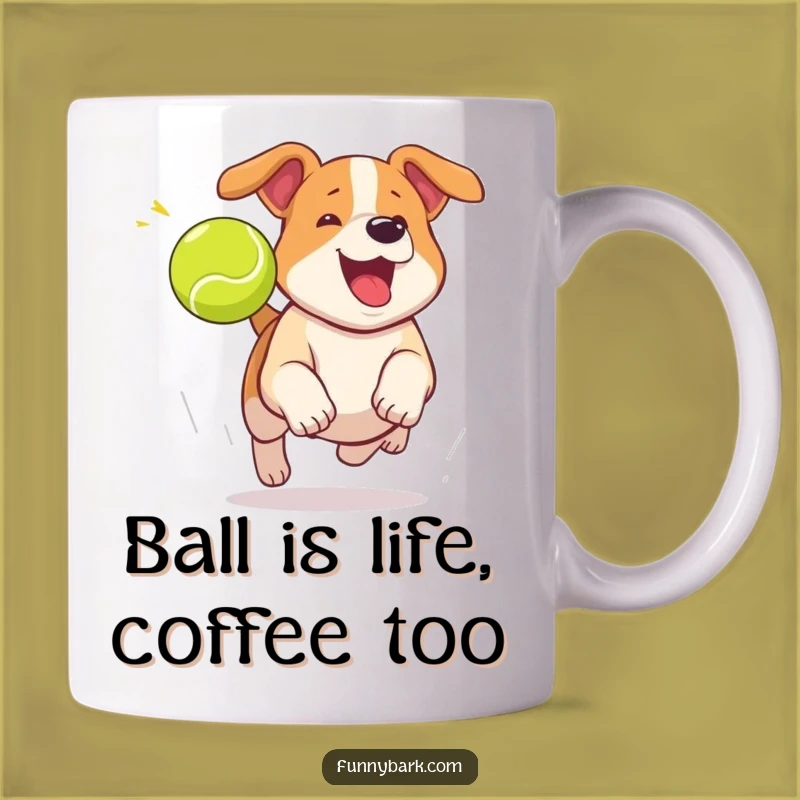 Funny Dog Chasing Tennis Ball Mug: Capture the Excitement of Playtime!