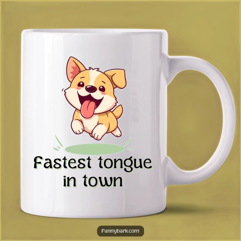Funny Dog Frisbee Mug - Joyful Pup Chasing Fun Outdoor Pet Humor Gift