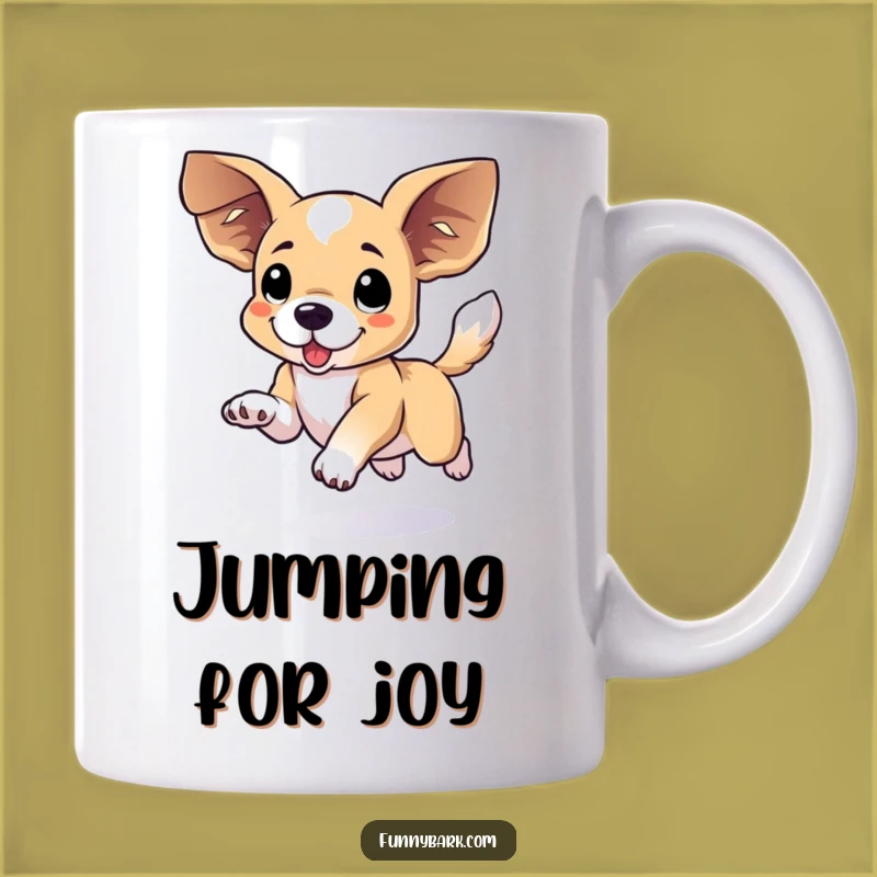 Funny Floppy Eared Dog Leap Mug: Hilarious Action Shot, Perfect Gift for Energetic Pups!