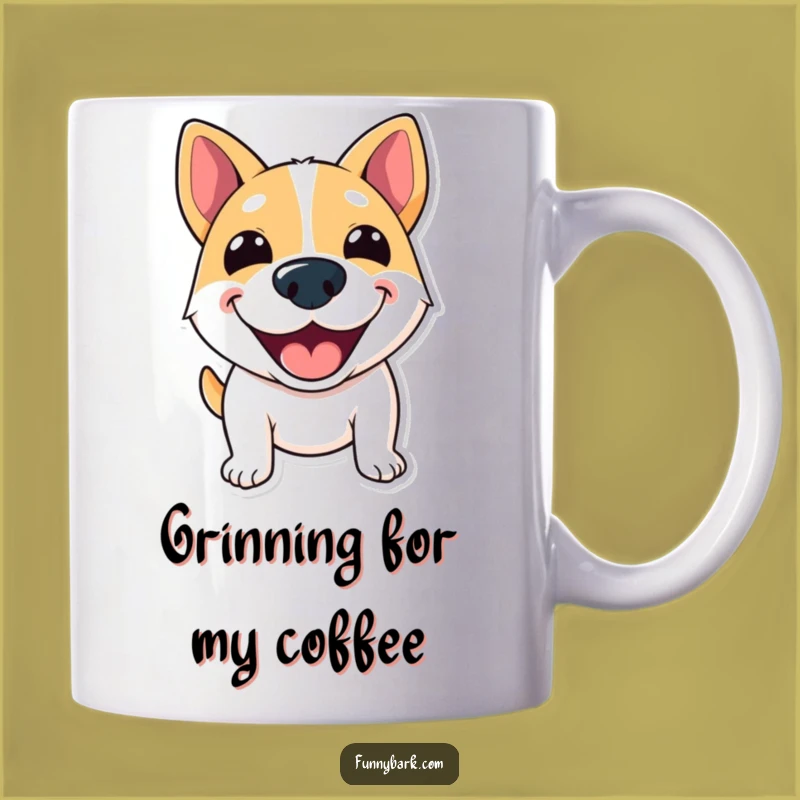 Funny Grinning Dog Greeting Mug - Enthusiastic Pet Lover Gift