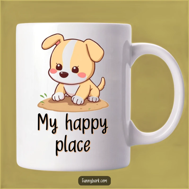 Funny Dog Digging Mug: Adorable Pooch Pawing Dirt, Perfect Humorous Gift