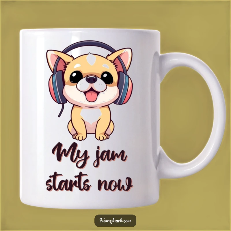 Funny Dog DJ Mug: Bobbing Head Pup Headphone Gift for Music Lovers