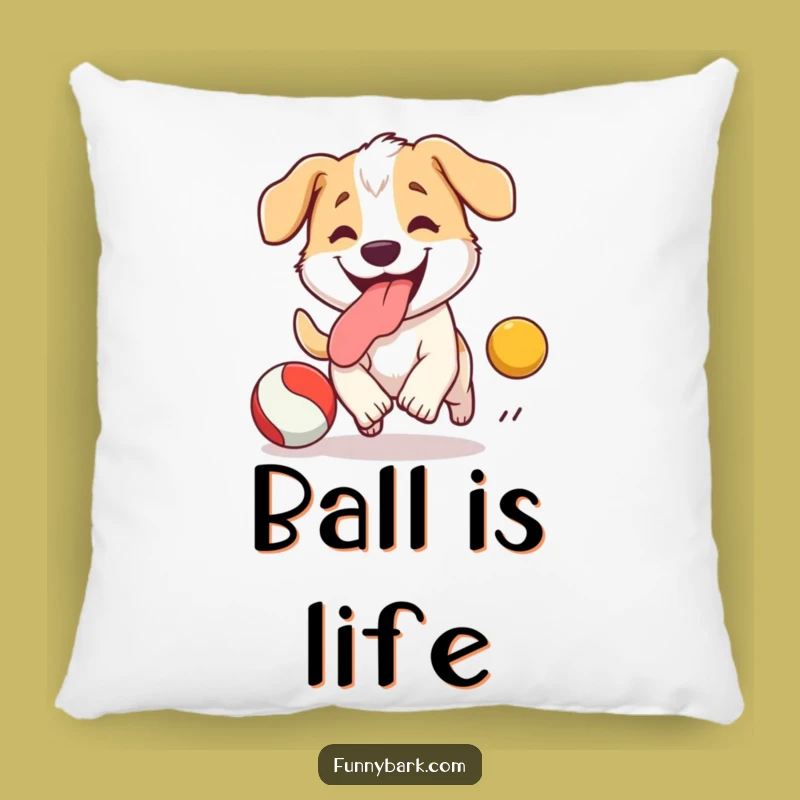 Funny Dog Ball Chase Pillow: Cozy Comfort, Hilarious Pup Accent, Perfect Funny Gift