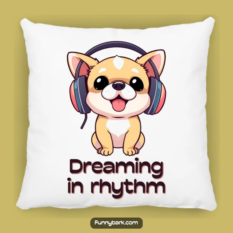 Funny Dog DJ Pillow: Cozy Headphone Pup Bobbing Comfort Gift