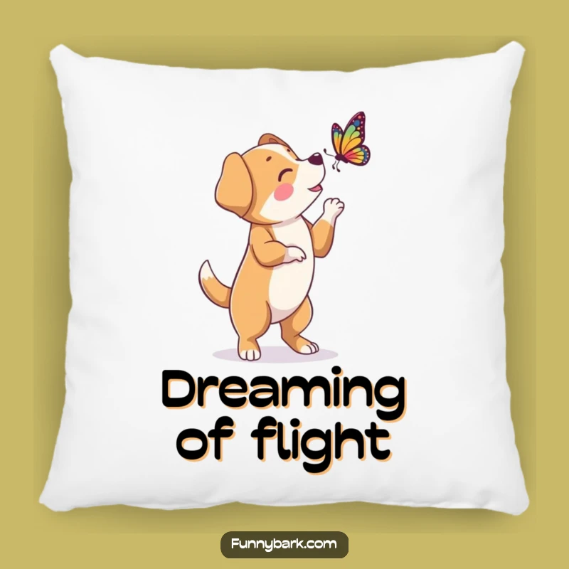 Funny Dog Butterfly Bark Pillow: Hind Legs Character - Cozy Canine Comedy Gift