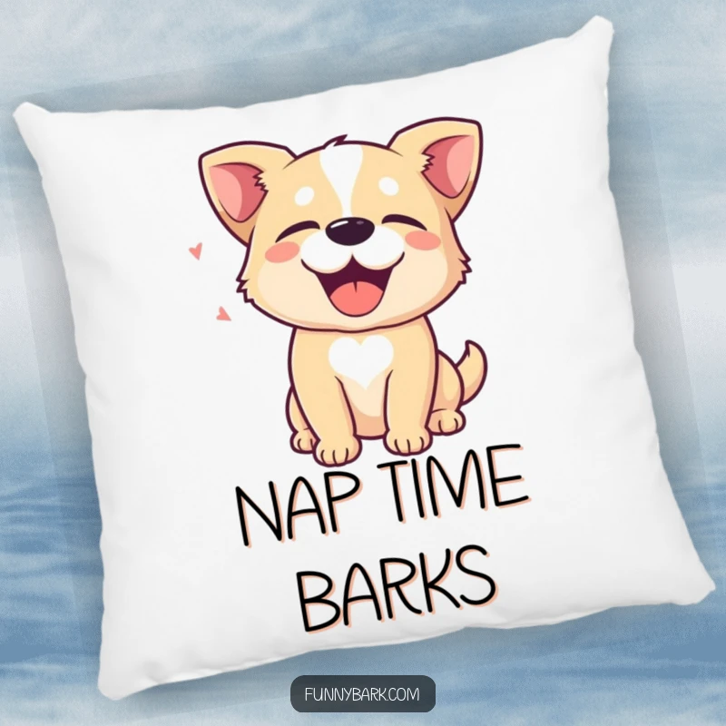 Funny Pillow: A dog with eyes closed in delight, with sound waves of a happy bark, symbolizing ultimate joy. Perfect for gifting.