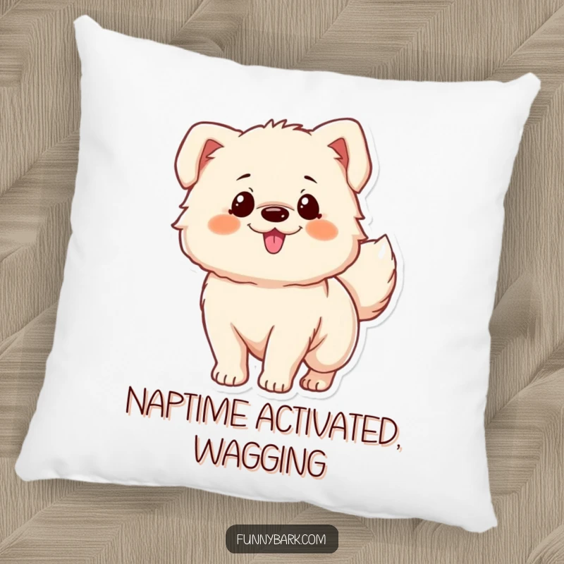Funny pillow: A fluffy dog character shows overwhelming excitement via its wagging tail, making for a soft and funny gift.