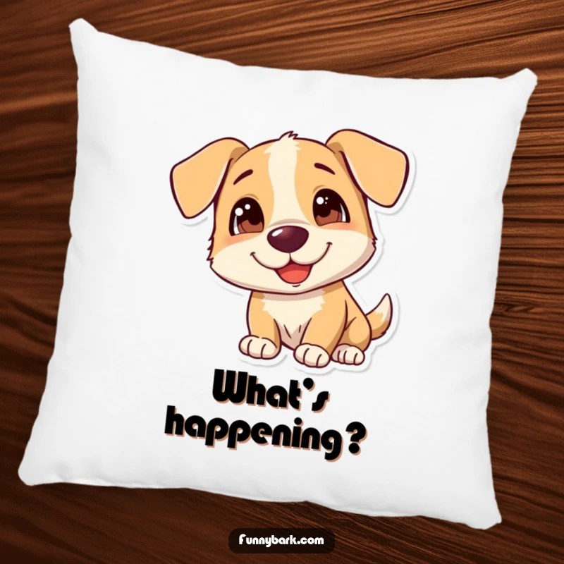Funny Dog Pillow with a curious, head-tilting dog character, providing comfort and whimsy, an excellent decorative and funny gift.