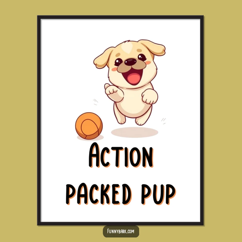 Funny Dog Chasing Ball Digital Art - Instant Playtime Decor!