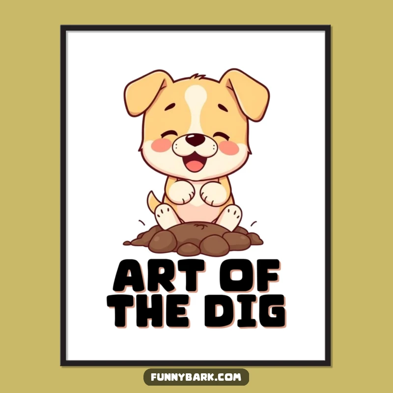 Funny Dog Digging Digital Print: Instant Canine Energy for Your Walls!