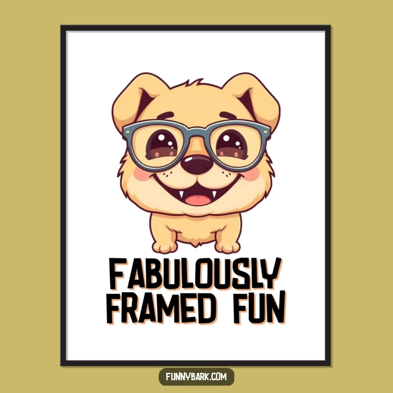 Funny Dog Glasses Digital Art Print - Silly Grin Wall Art Gift