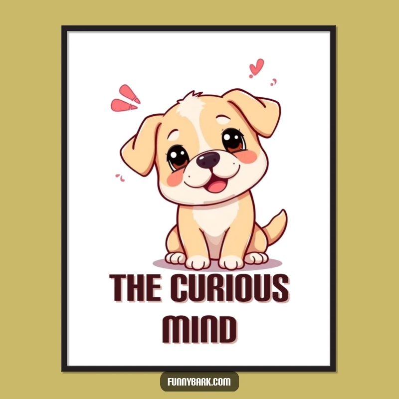 Funny Curious Dog Sound Waves Digital Art: Instant Hilarious Pondering for Walls, Printable Gift!