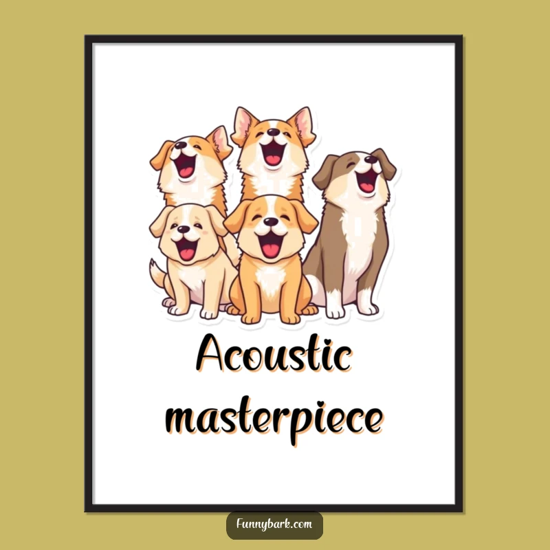 Funny Dog Barking Chorus Digital Print: Instant Joy for Your Walls