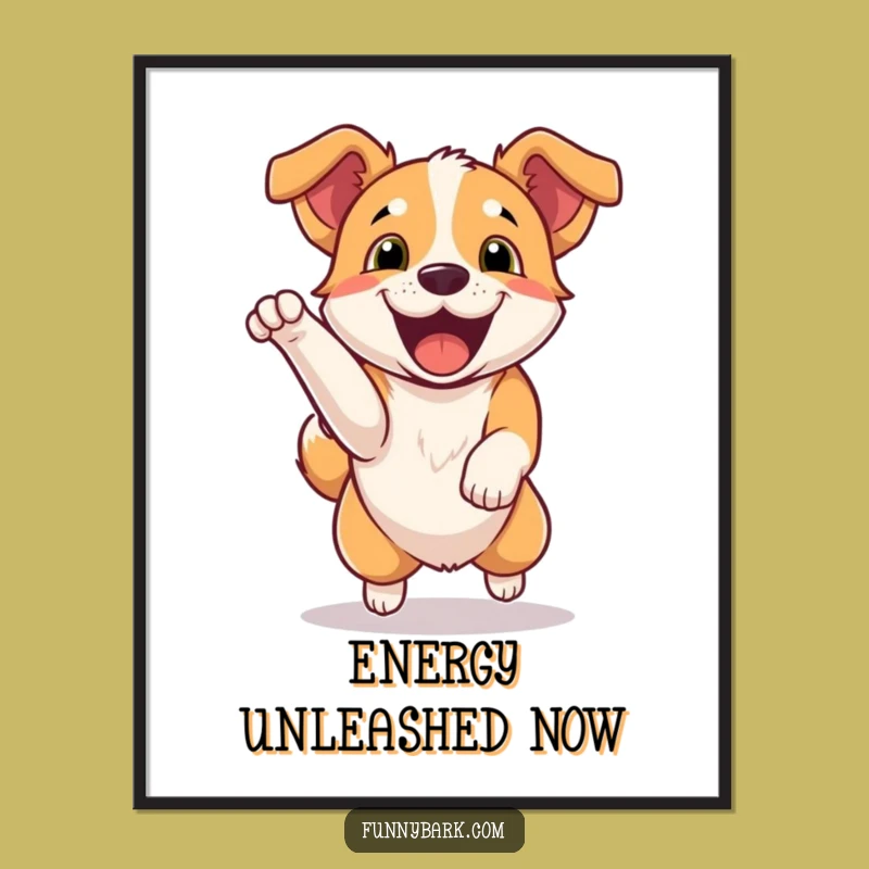 Funny Dog Jumping Digital Art: High-Energy Canine Bark for Instant Decor, Unique Gift!
