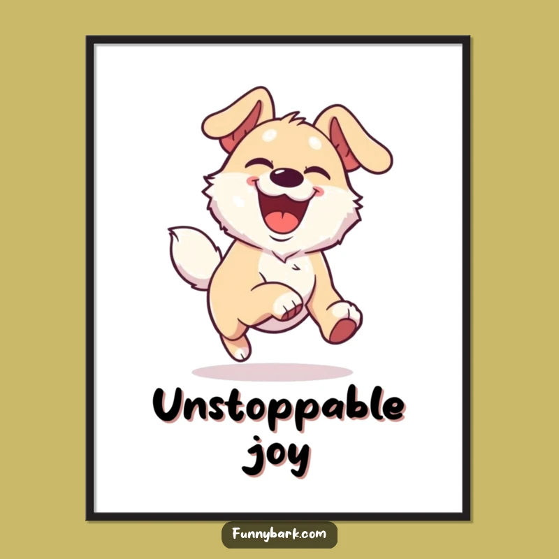 Funny Joyful Dog Digital Art - Energetic Runner Download, Perfect Funny Gift!