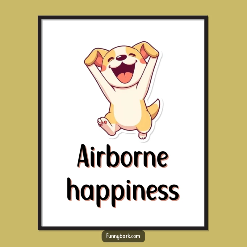 Funny Leaping Dog Digital Art Print - Bring Dynamic Canine Energy To Your Walls