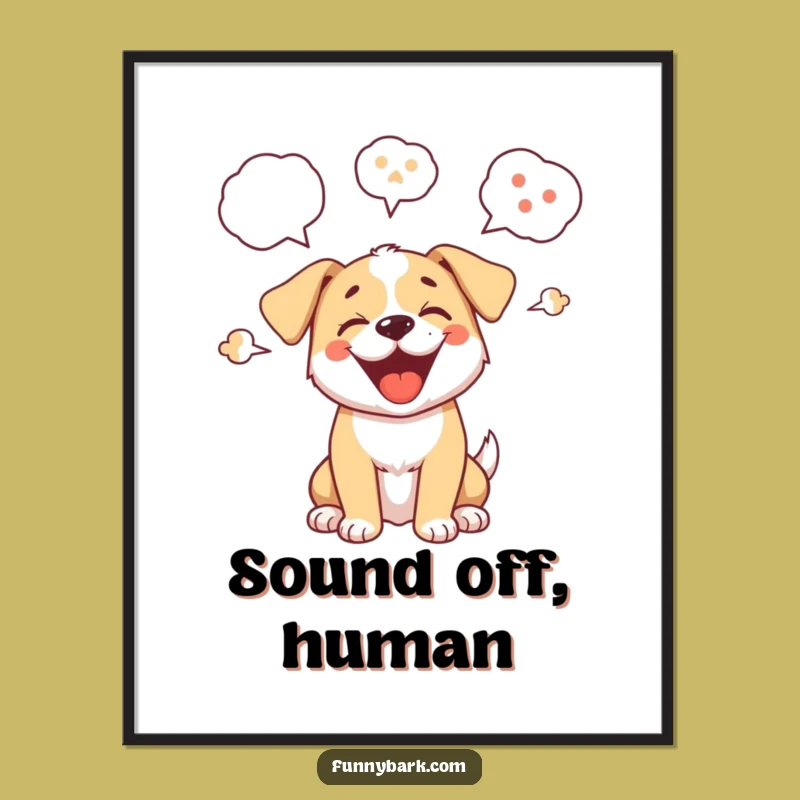 Funny Puppy Barking Digital Art Print Vibrant Canine Illustration Instant Humorous Decor Gift