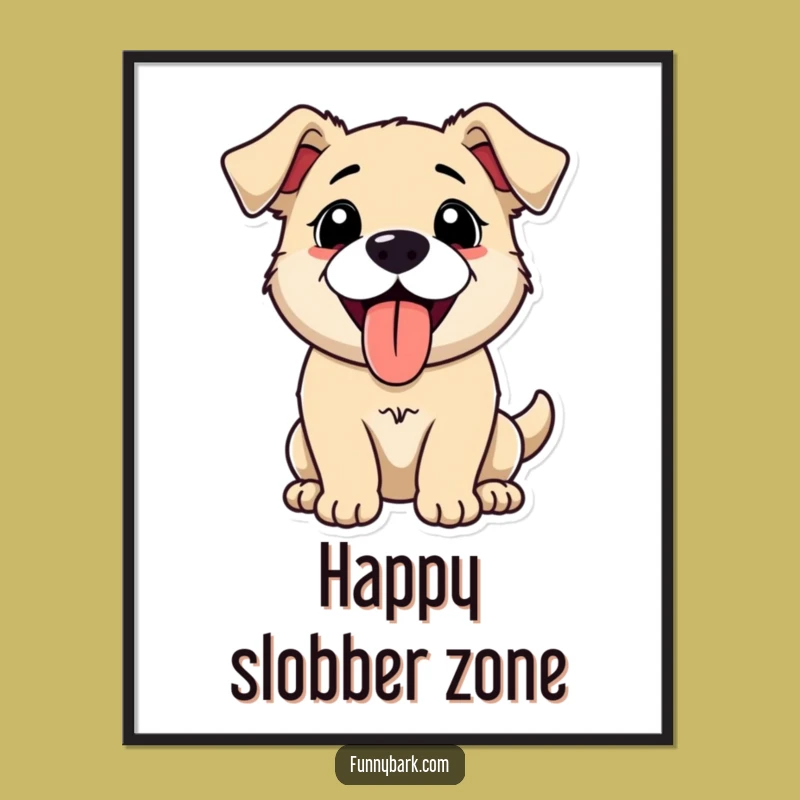 Funny Panting Dog Digital Art Print - Bring Happy Canine Energy To Your Decor