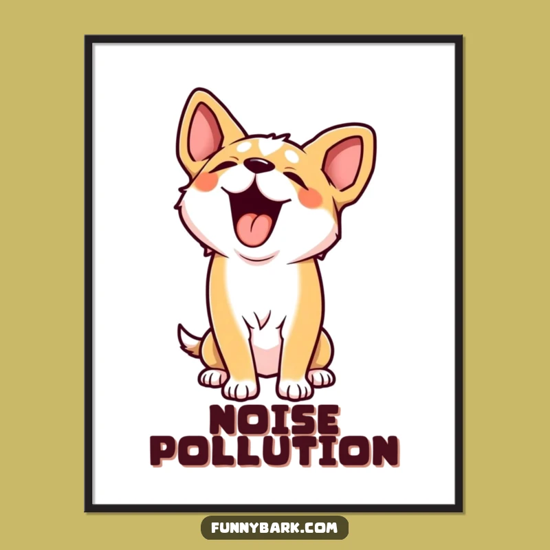 Funny Howling Dog Digital Art Print - Bring Hilarious Canine Energy To Your Walls