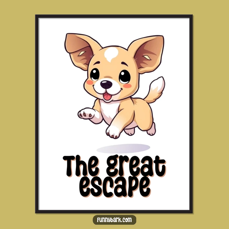 Funny Floppy Eared Dog Leap Digital Art: Instant Hilarious Pup Energy for Walls, Printable Gift!