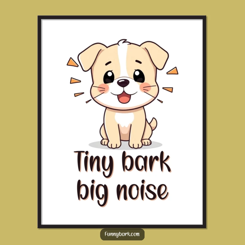 Funny Tiny Dog Digital Print: Barking Alertness, Perfect Humorous Decor