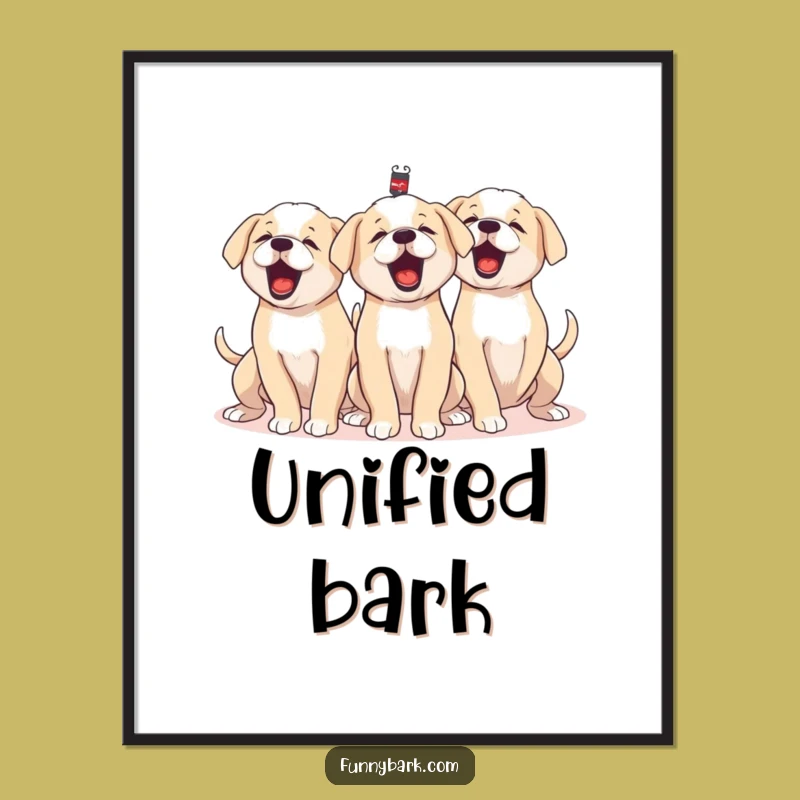 Funny Puppy Chorus Digital Art Print Energetic Canine Illustration Instant Humorous Decor Gift