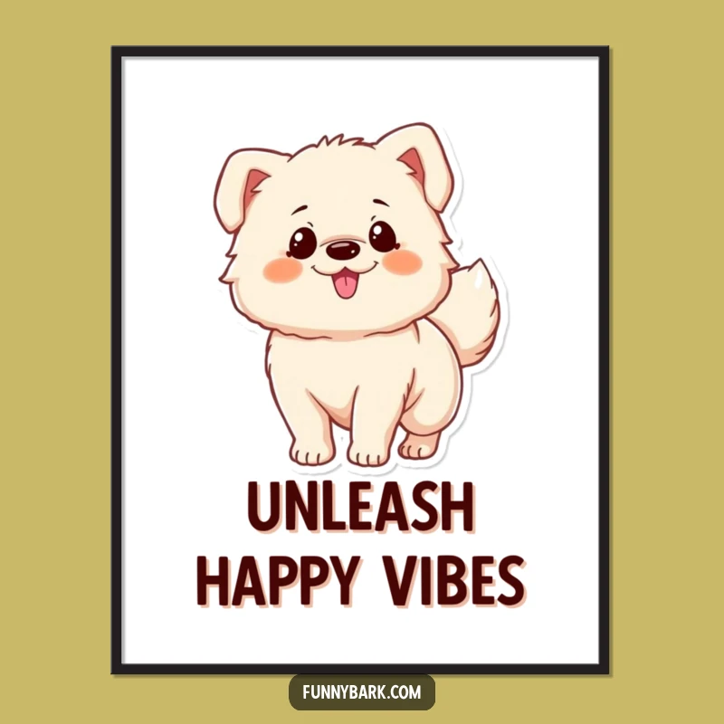 Funny Fluffy Dog Digital Art - Excited Tail Wagger Print