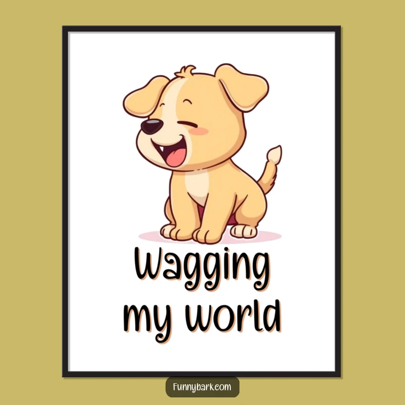 Funny Excited Puppy Digital Art - Hilarious Canine Decor Print