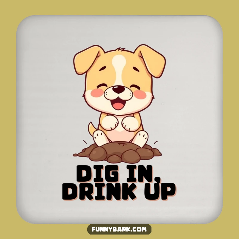 Funny Dog Digging Coasters: Protect Surfaces with Canine Fun!
