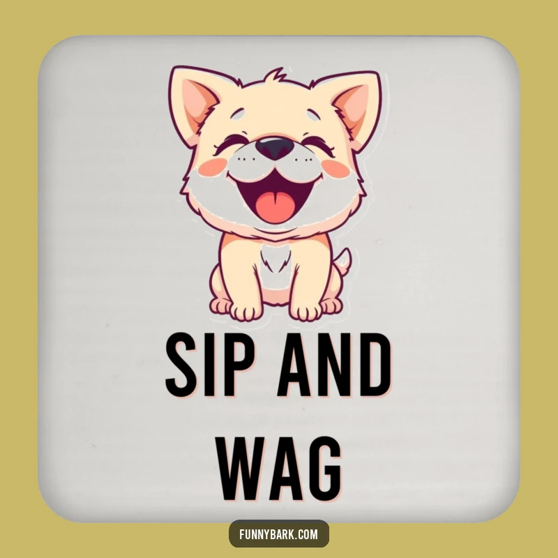 Funny Dog Barking Joyful Coaster: Exuberant Character - Protect Surfaces Gift