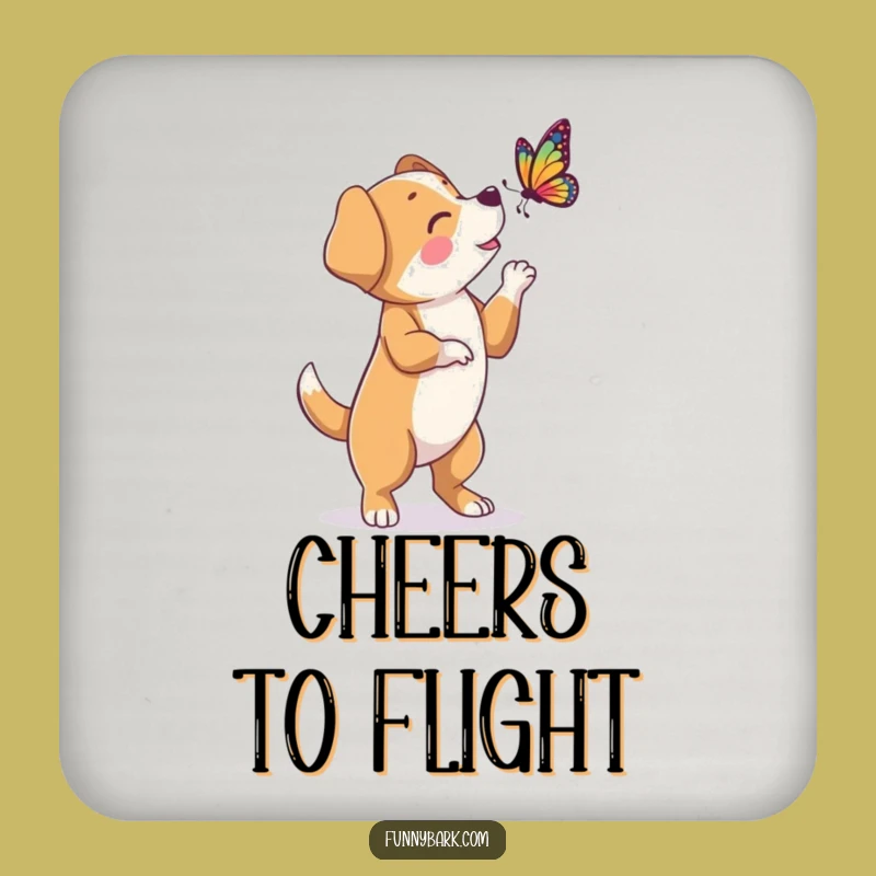 Funny Dog Butterfly Bark Coaster: Hind Legs Character - Protect Surfaces Gift