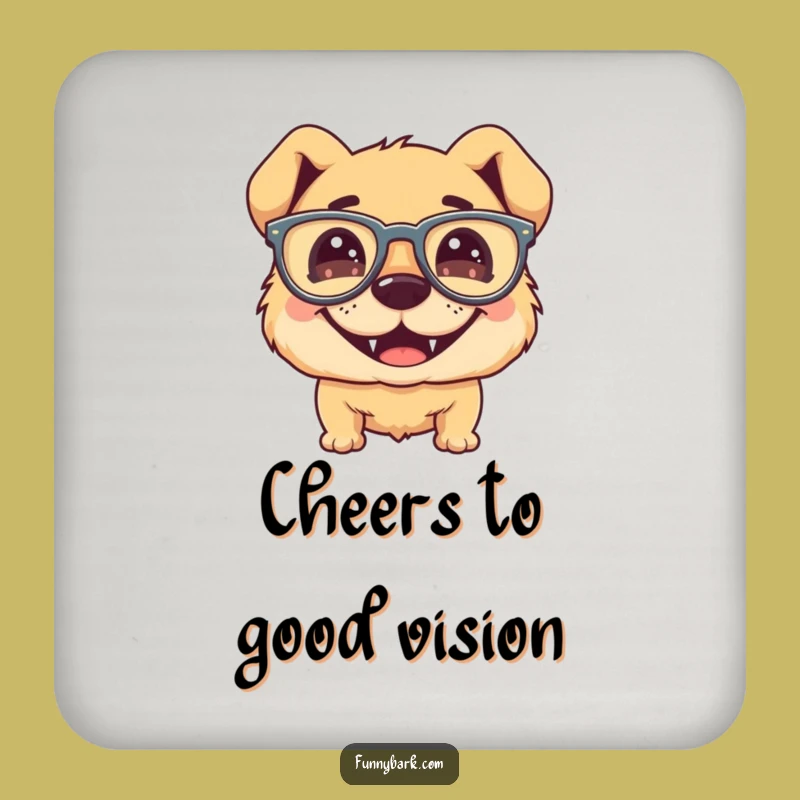 Funny Dog Glasses Drink Coaster - Silly Grin Art Goofy Pup Gift