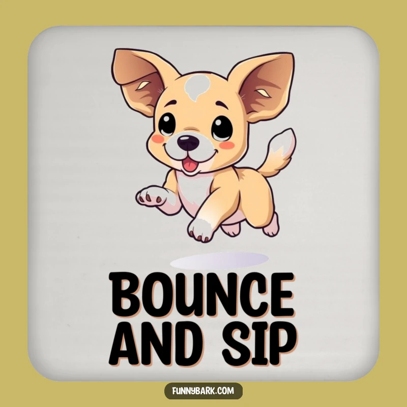 Funny Floppy Eared Dog Leap Coaster: Protect Surfaces with Hilarious Pup Action, Cute Gift!