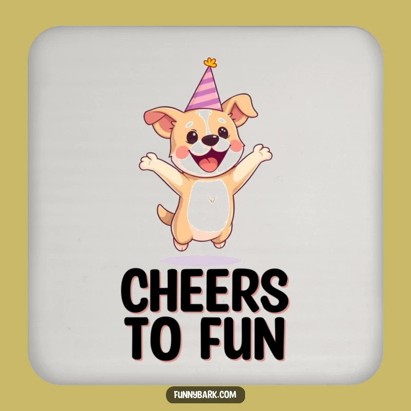 Funny Party Dog Jumping Coaster: Protect Surfaces with Hilarious Celebration Pup, Cute Gift!