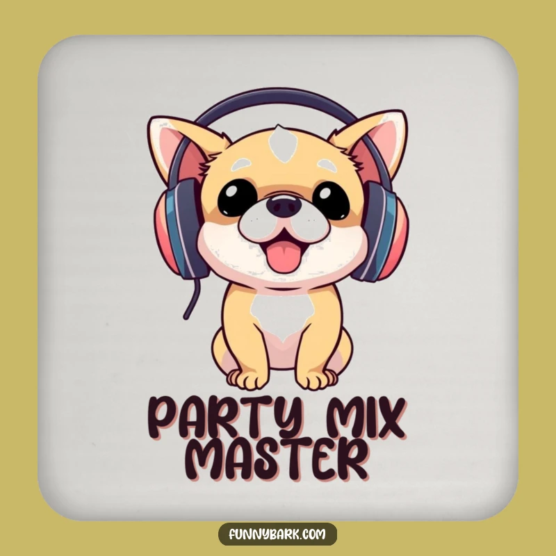 Funny Dog DJ Coaster: Headphone Pup Music Lover Gift Set