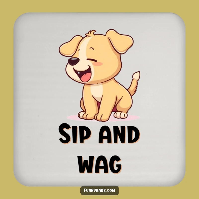 Funny Excited Puppy Coaster - Hilarious Protection for Your Surfaces