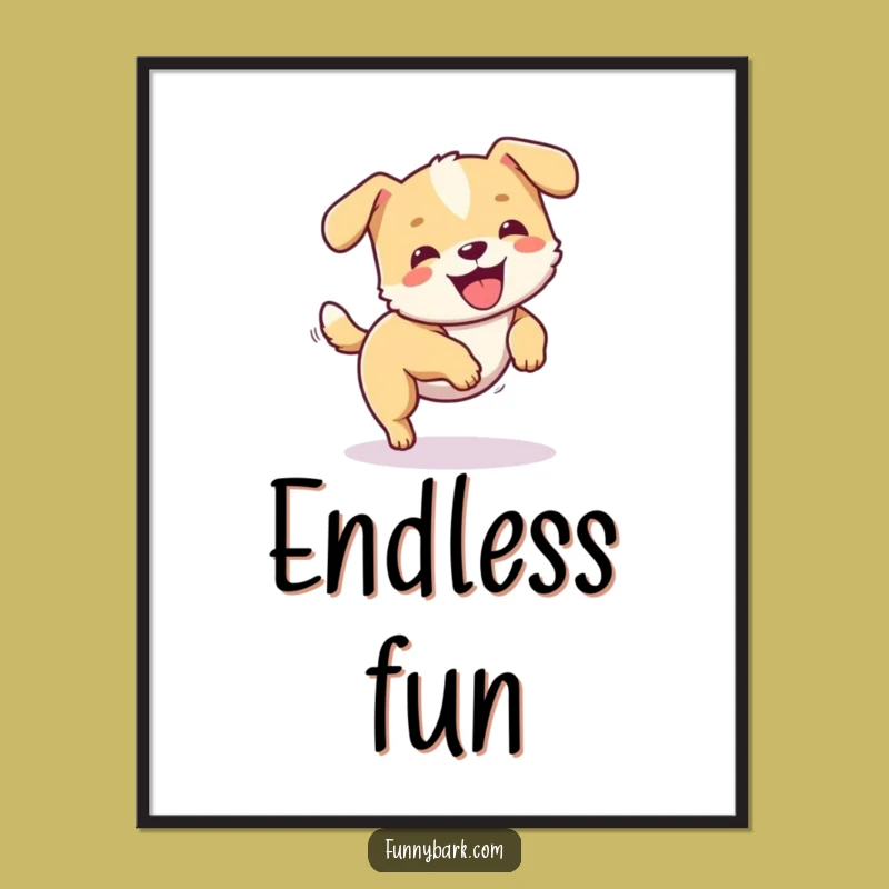 Funny Dog Tail Chase Poster: Dizzy Pooch Spinning, Whimsical Wall Art Gift