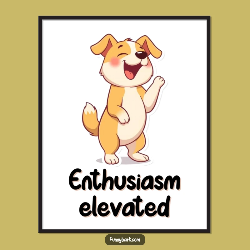 Funny Barking Dog Poster: Artful Humor of Joyful Exuberance
