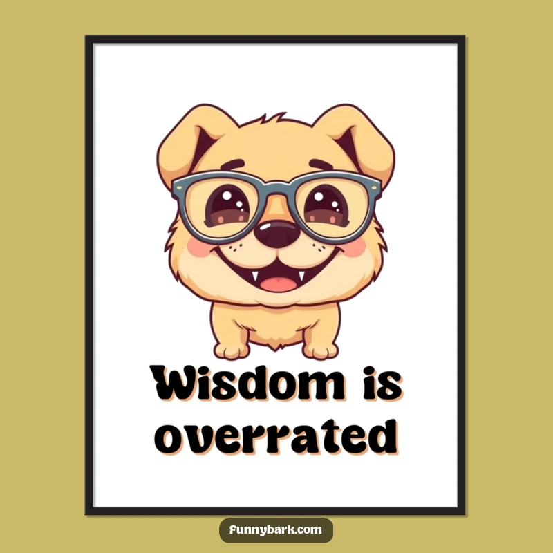 Funny Dog Glasses Poster - Silly Grin Wall Art Goofy Pup Gift