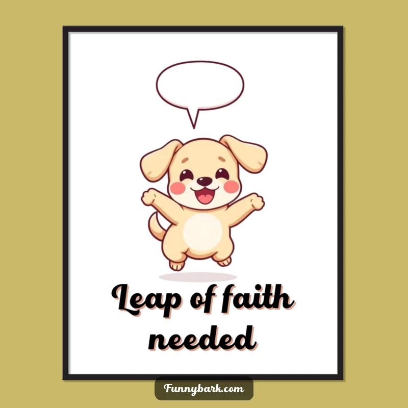 Funny Dog Leap Poster: Joyful Wall Art Featuring a Leaping Pup